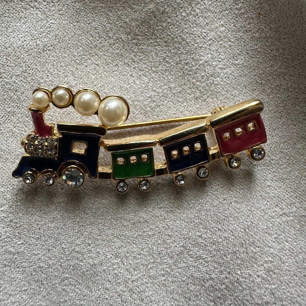 Elegant Multicolor Train Brooch